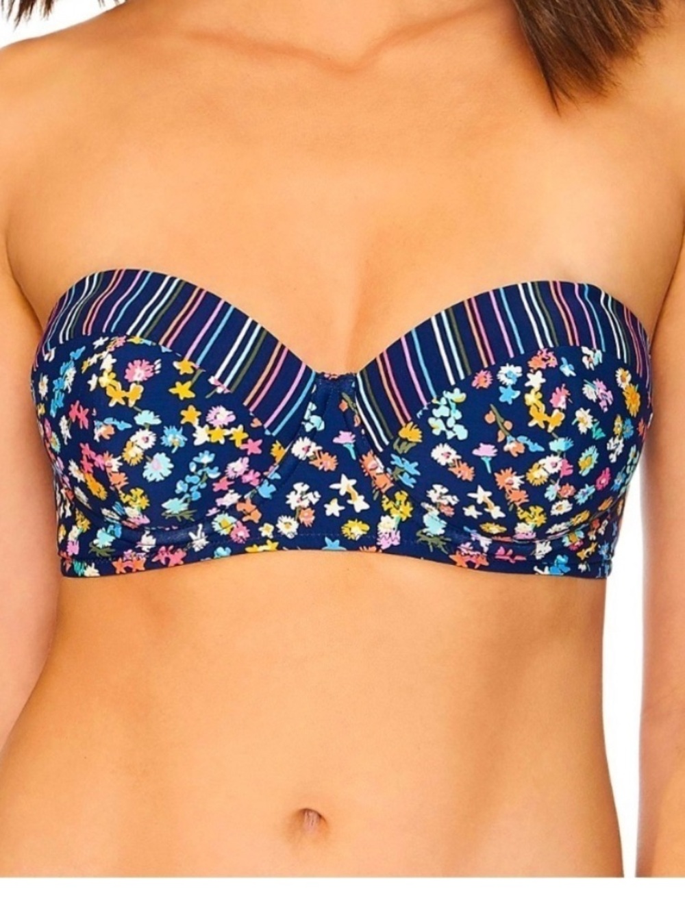 Vera Bradley Reversible Wildflower Stripe Charlotte Bikini small nwt